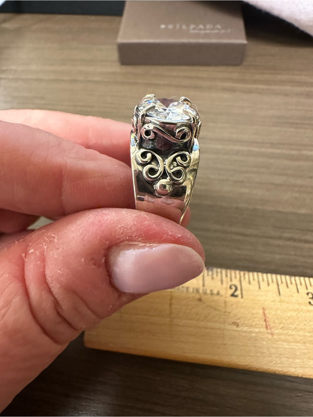 Silpada Silver Ring with Large Clear Stone - Picture 3 of 7